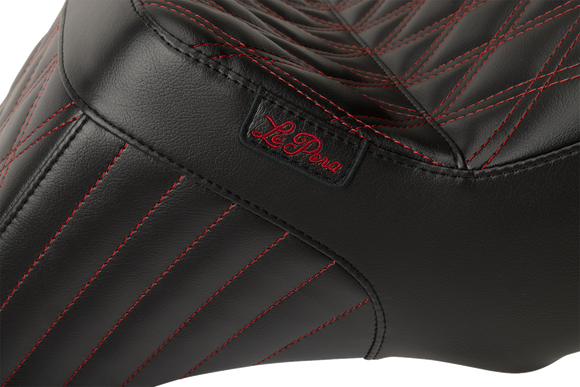 LE PERA Tailwhip Seat - Red Double Diamond Stitch - FLH/FLT '23-'25 LV-587DD-R01