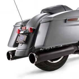 S&S Cycle - Mk45 Slip-On Mufflers Ceramic Black with Highlight Machined Black Thruster End Caps - 4.5" for 2017-'19 M8 Touring Models