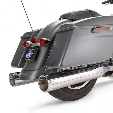 S&S Cycle - Mk45 Slip-On Mufflers Chrome with Chrome Tracer End Caps - 4.5" for 2017-'19 M8 Touring Models