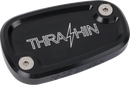 THRASHIN SUPPLY CO. Brake Reservoir Cap - Rear - Black - Twice Cut - '18+ Softail TSC-3177-4
