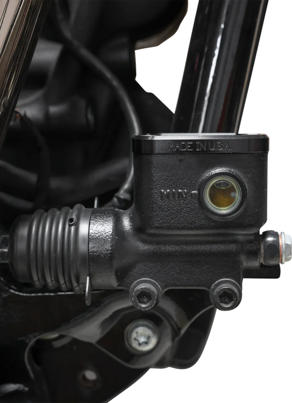 THRASHIN SUPPLY CO. Brake Reservoir Cap - Rear - Black - Twice Cut - '18+ Softail TSC-3177-4