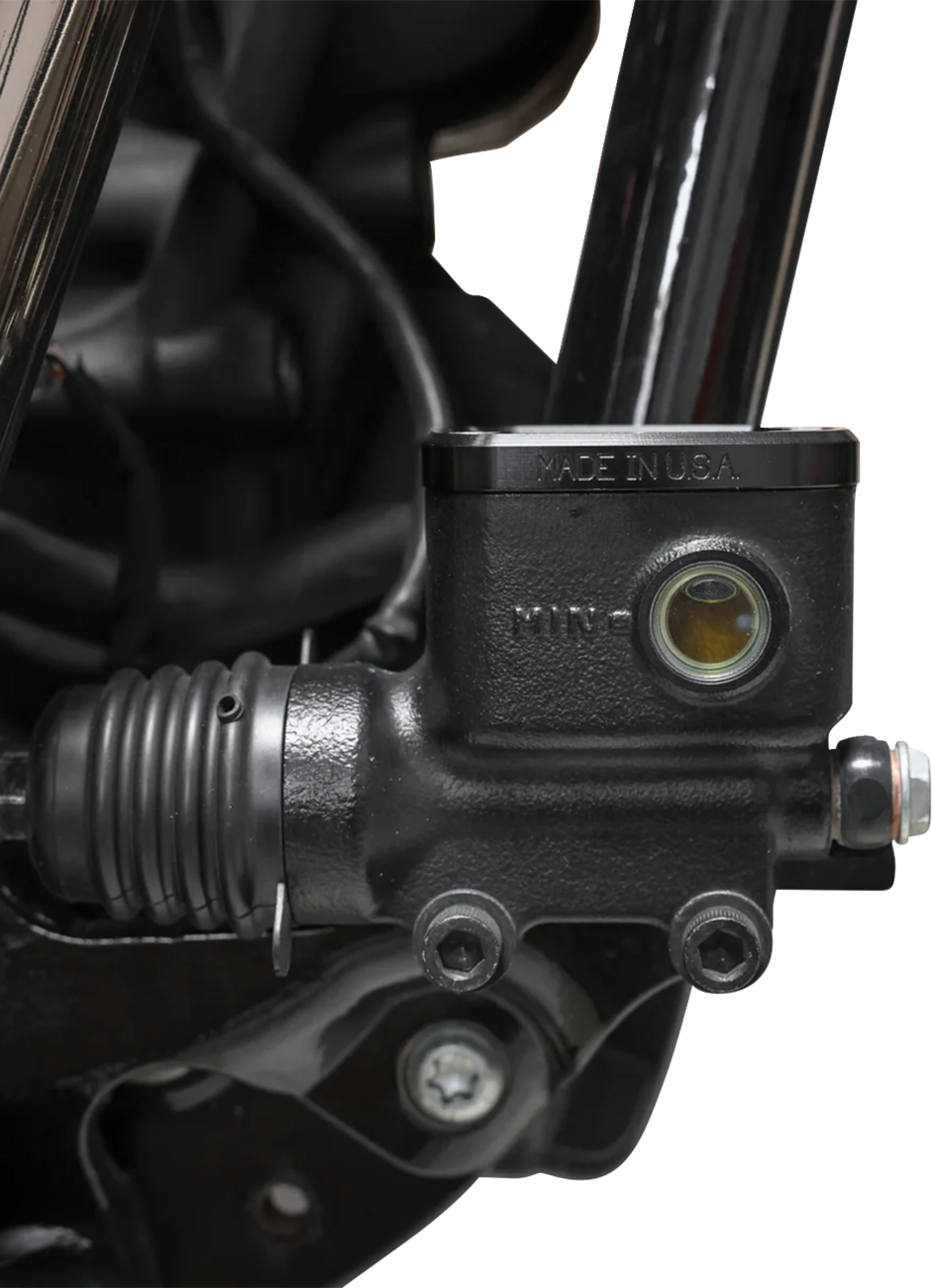 THRASHIN SUPPLY CO. Brake Reservoir Cap - Rear - Black - Twice Cut - '18+ Softail TSC-3177-4