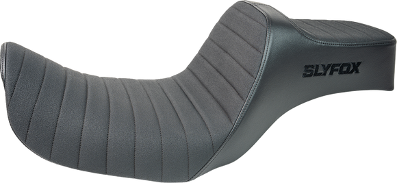 SLYFOX Highnoon Seat - Vinyl - Classic Stitch - Black Logo - Dyna '12-'16 4694A-slyfox