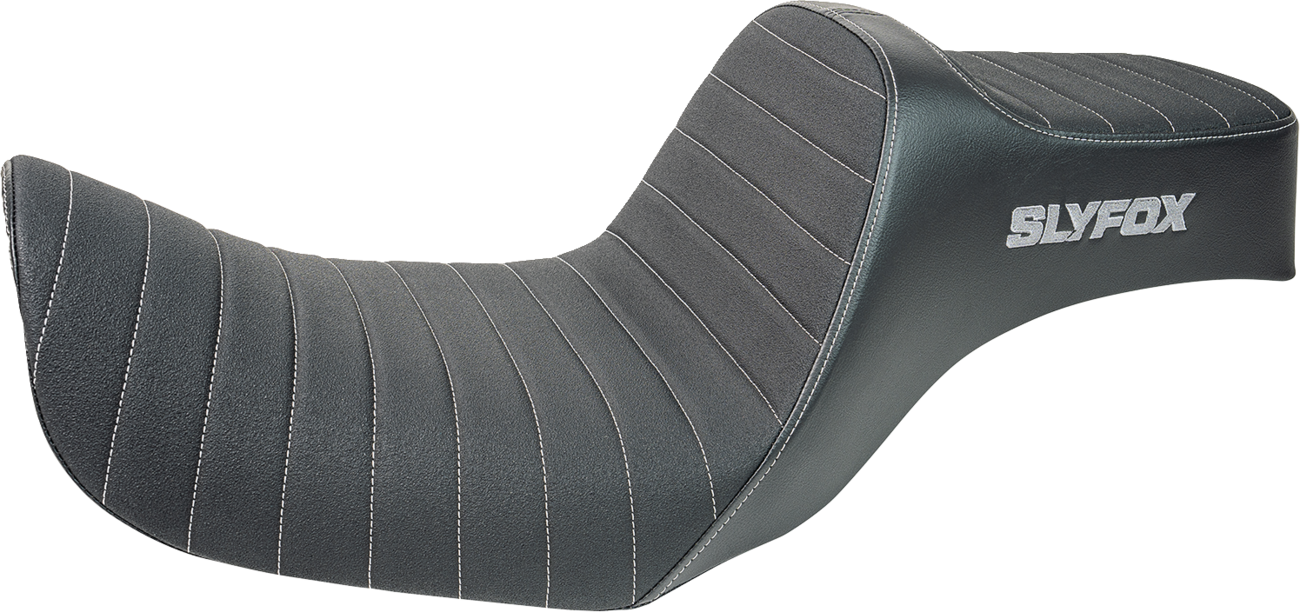 SLYFOX Highnoon Seat - Vinyl - Classic Stitch - Gray Logo - Dyna '12-'16 4694B-slyfox