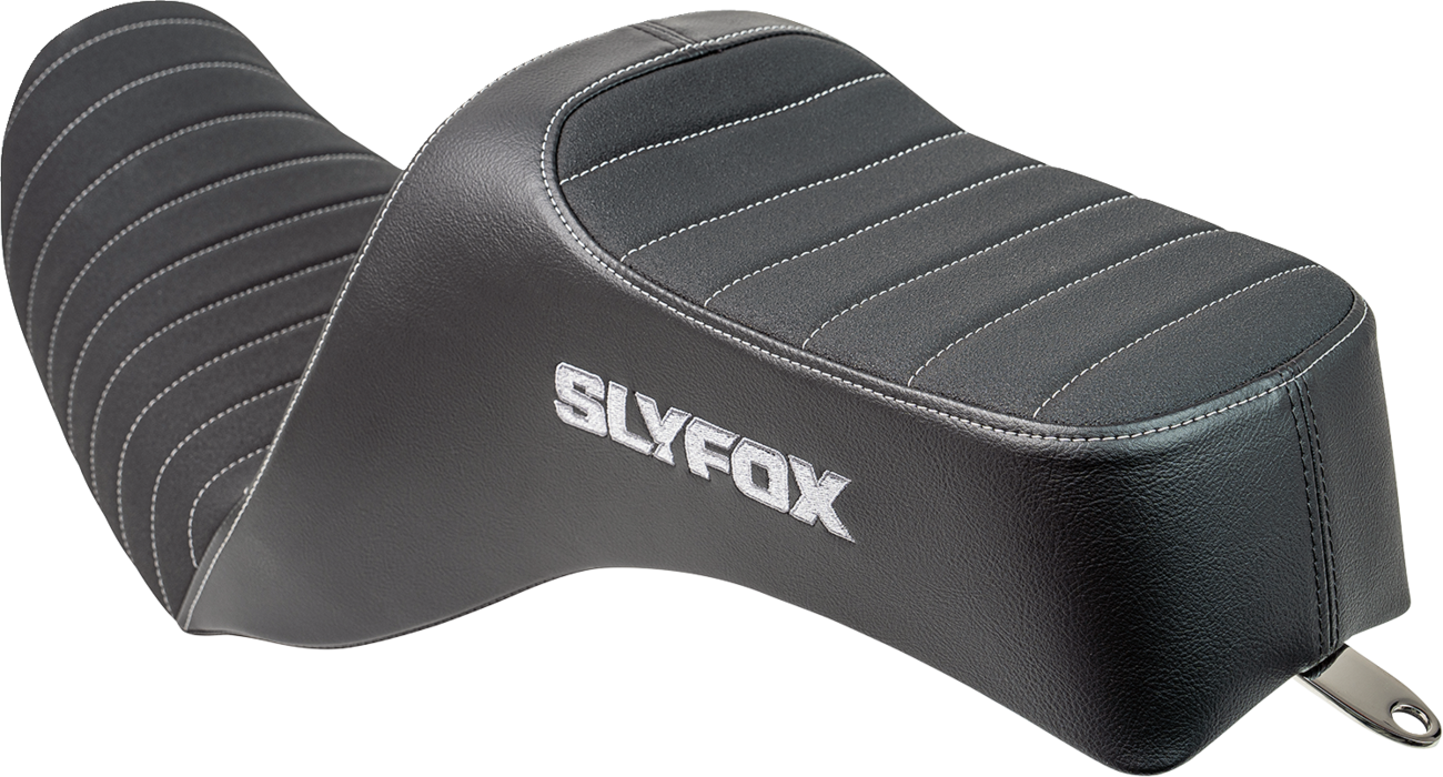 SLYFOX Highnoon Seat - Vinyl - Classic Stitch - Gray Logo - Dyna '12-'16 4694B-slyfox