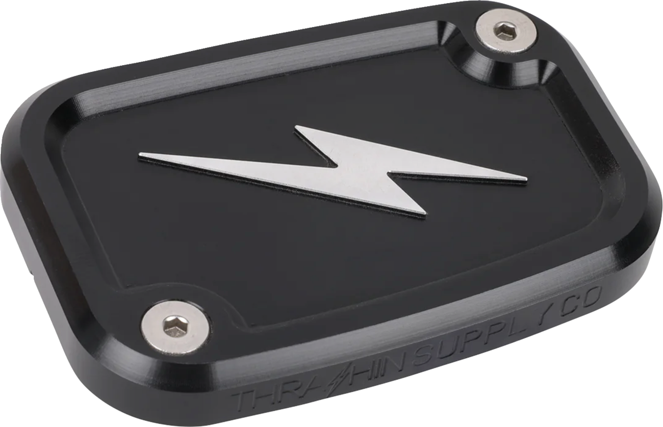 THRASHIN SUPPLY CO. Master Cylinder Cover - Brake - Front - Black/Twice-Cut TSC-3176-4