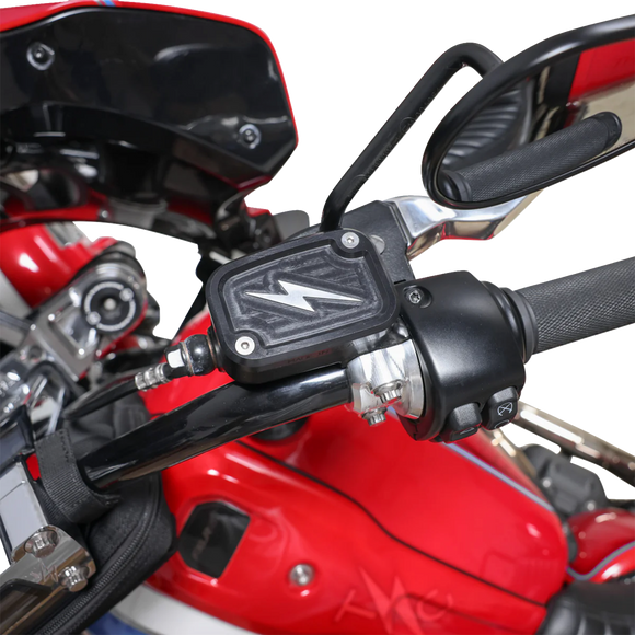 THRASHIN SUPPLY CO. Master Cylinder Cover - Brake - Front - Black/Twice-Cut TSC-3176-4