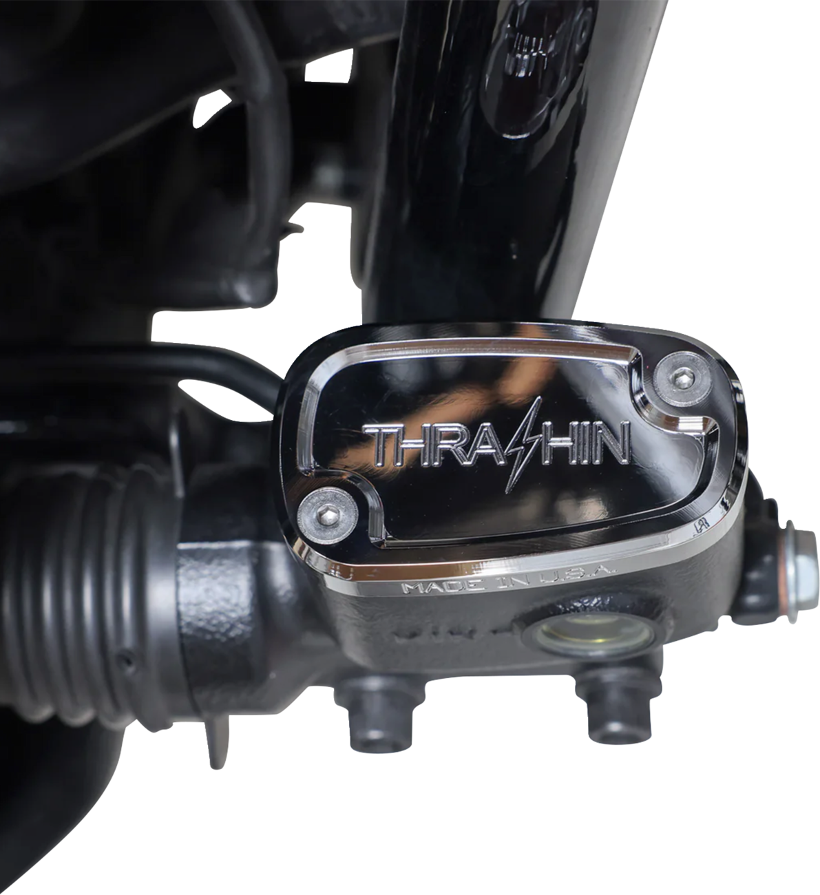 THRASHIN SUPPLY CO. Brake Reservoir Cap - Rear - Chrome - '18+ Softail TSC-3177-3
