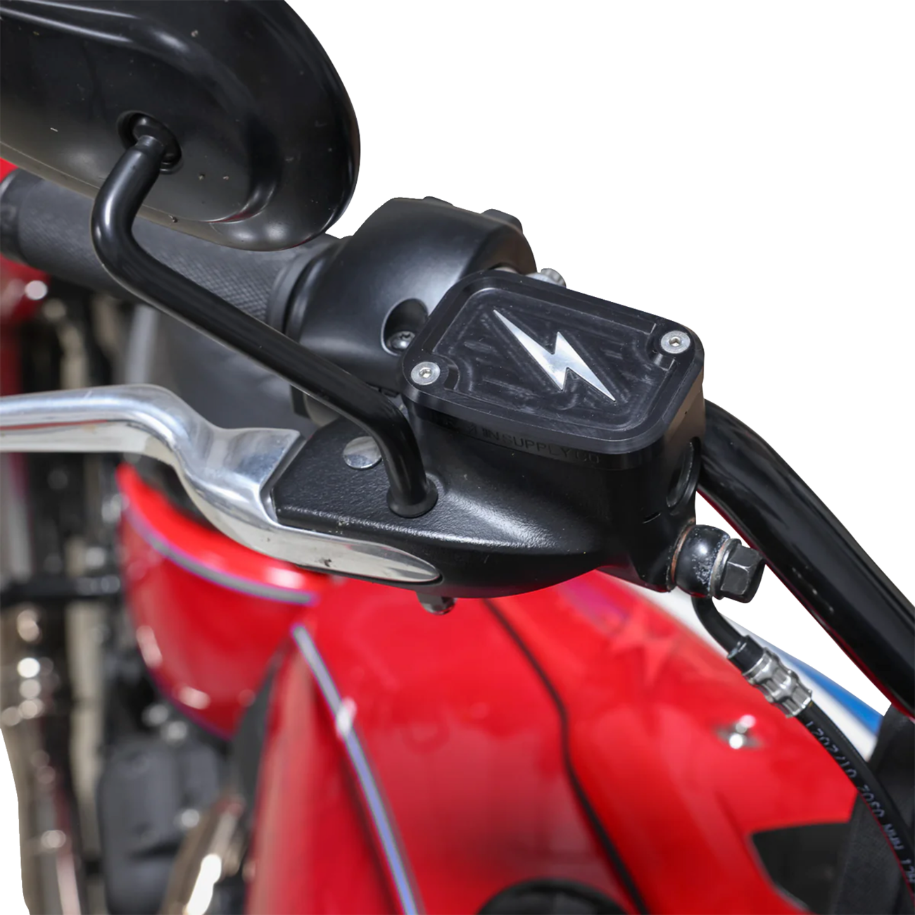 THRASHIN SUPPLY CO. Master Cylinder Cover - Brake - Front - Black/Twice-Cut TSC-3176-4