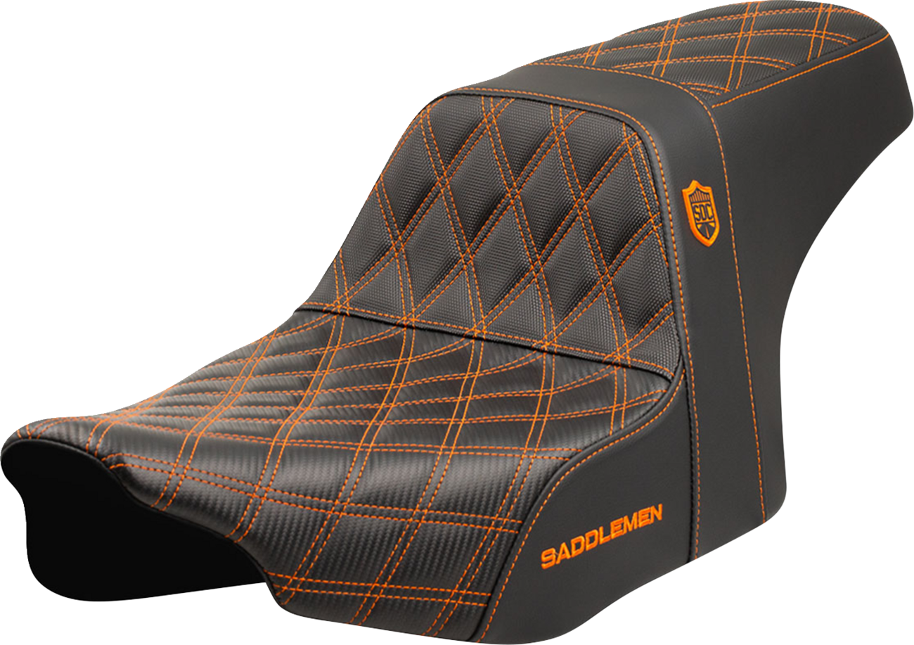 SADDLEMEN Pro Series SDC Performance Seat - Orange Stitching - w/o Backrest - FLT/FLH '23-'24 SC82307D3