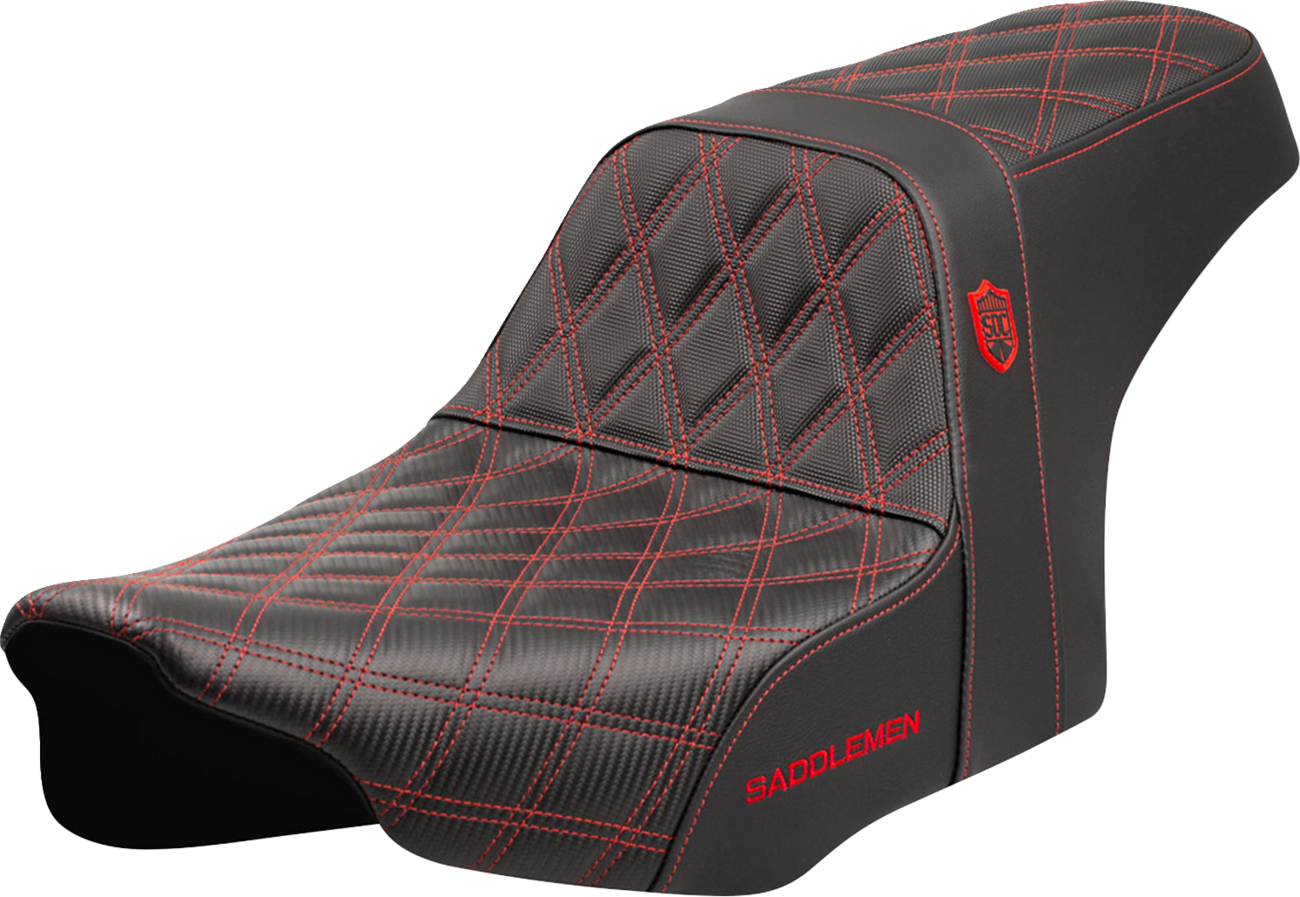 SADDLEMEN Pro Series SDC Performance Seat - Red Stitching - w/o Backrest - FLT/FLH '23-'24 SC82307D4