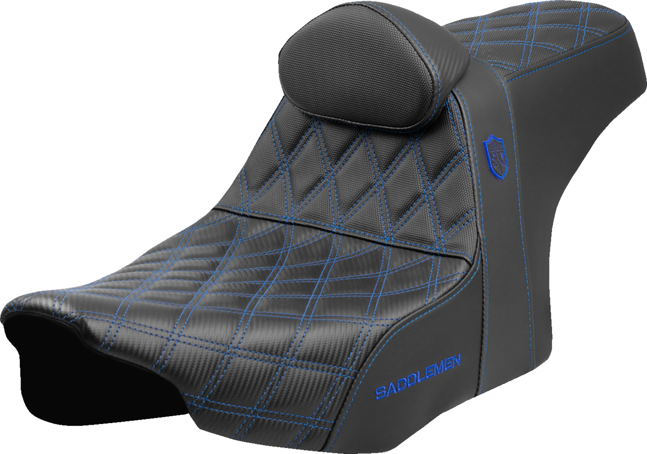 SADDLEMEN Pro Series SDC Performance Seat - Blue Stitching - w/ Backrest - FLT/FLH '23-'25 SC82307DB1