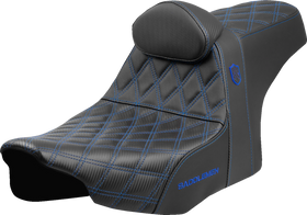 SADDLEMEN Pro Series SDC Performance Seat - Blue Stitching - w/ Backrest - FLT/FLH '23-'25 SC82307DB1