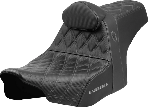 SADDLEMEN Pro Series SDC Performance Seat - Gray Stitching - w/ Backrest - FLT/FLH '23-'25 SC82307DB2