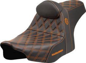 SADDLEMEN Pro Series SDC Performance Seat - Orange Stitching - w/ Backrest - FLT/FLH '23-'25 SC82307DB3