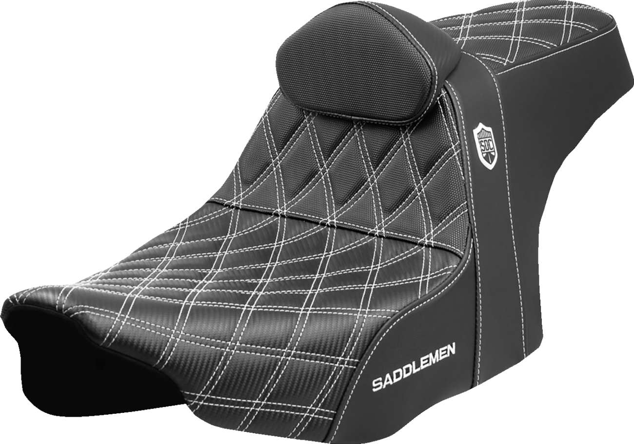 SADDLEMEN Pro Series SDC Performance Seat - White Stitching - w/ Backrest - FLT/FLH '23-'25 SC82307DB6