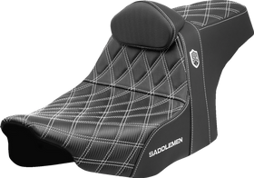 SADDLEMEN Pro Series SDC Performance Seat - White Stitching - w/ Backrest - FLT/FLH '23-'25 SC82307DB6