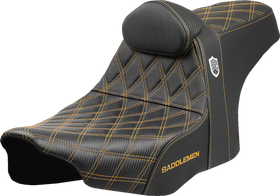 SADDLEMEN Pro Series SDC Performance Seat - Gold Stitching - w/ Backrest - FLT/FLH '23-'25 SC82307DB7