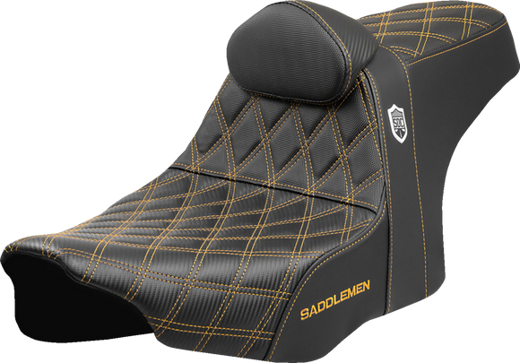 SADDLEMEN Pro Series SDC Performance Seat - Gold Stitching - w/ Backrest - FLT/FLH '23-'25 SC82307DB7
