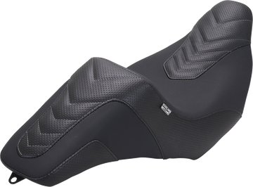 MUSTANG Kodlin Signature Series Squareback* Seat - Black w/ Gunmetal Stitch - FLH/FLT '23-'24 76324GM
