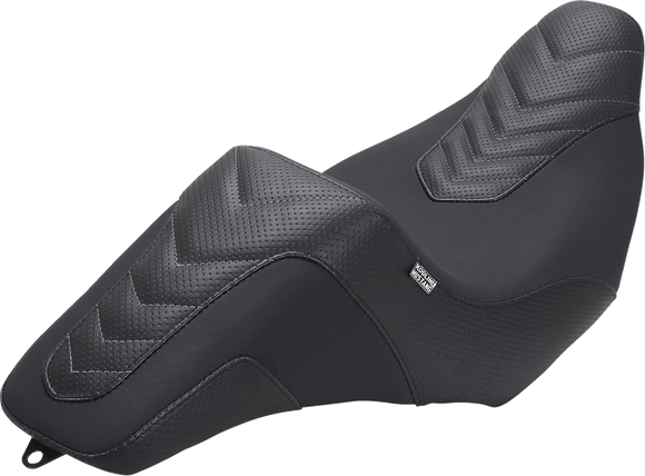 MUSTANG Kodlin Signature Series Squareback* Seat - Black w/ Gunmetal Stitch - FLH/FLT '23-'24 76324GM