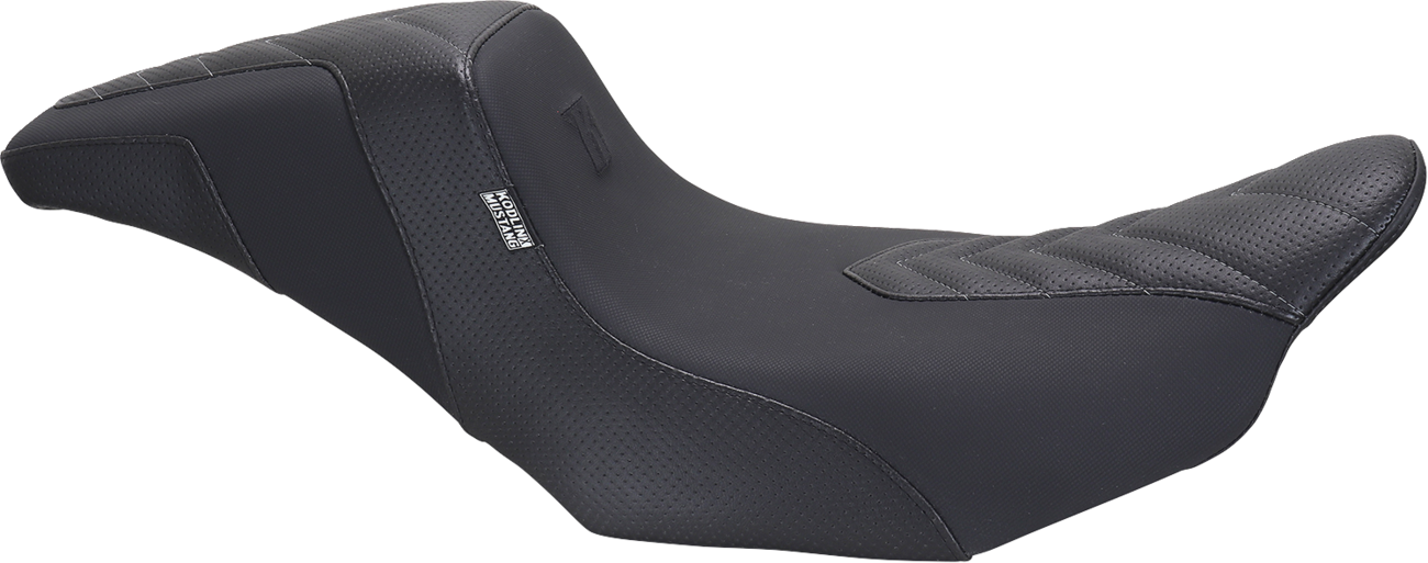 MUSTANG Kodlin Signature Series Squareback* Seat - Black w/ Gunmetal Stitch - FLH/FLT '23-'24 76324GM