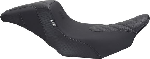 MUSTANG Kodlin Signature Series Squareback* Seat - Black w/ Gunmetal Stitch - FLH/FLT '23-'24 76324GM