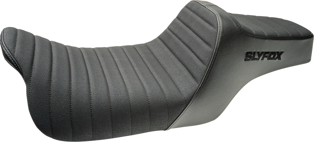 SLYFOX Highnoon Seat - Vinyl - Classic Stitch - Black Logo - FLH/FLT '08-'24 4710A-SlyFox