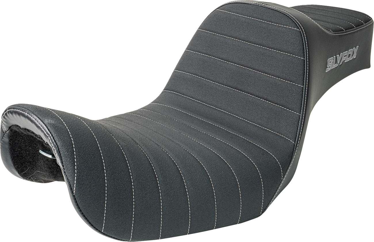 SLYFOX Highnoon Seat - Vinyl - Classic Stitch - Silver Logo - FXD '96-'03 4703B-SlyFox