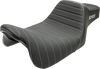 SLYFOX Highnoon Seat - Vinyl - Classic Stitch - Silver Logo - FLH/FLT '08-'24 4710B-SlyFox