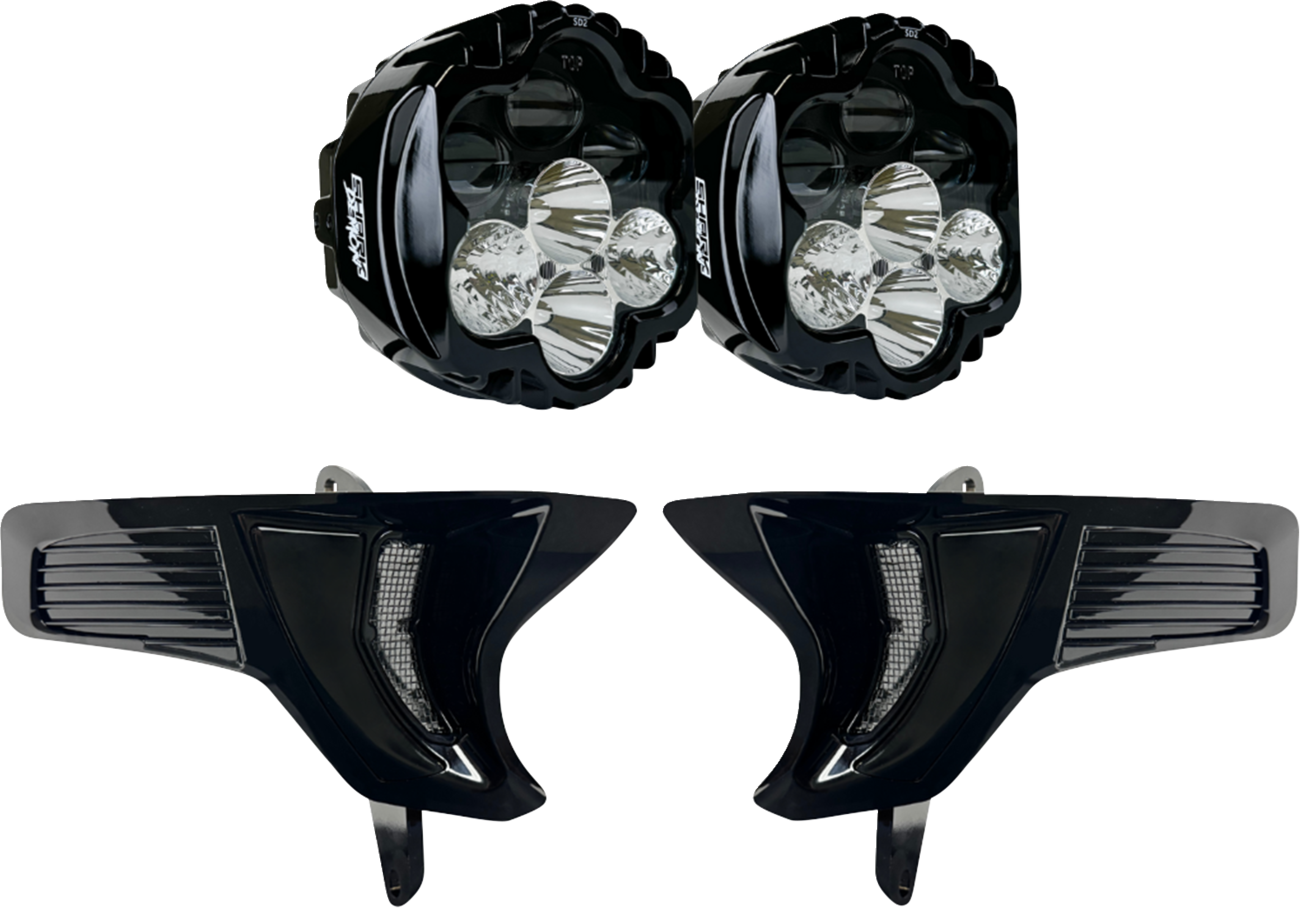 CUSTOM DYNAMICS Shark Demon? 2 Headlight Light - w/ Speed Plates SD2-23-RG-WW