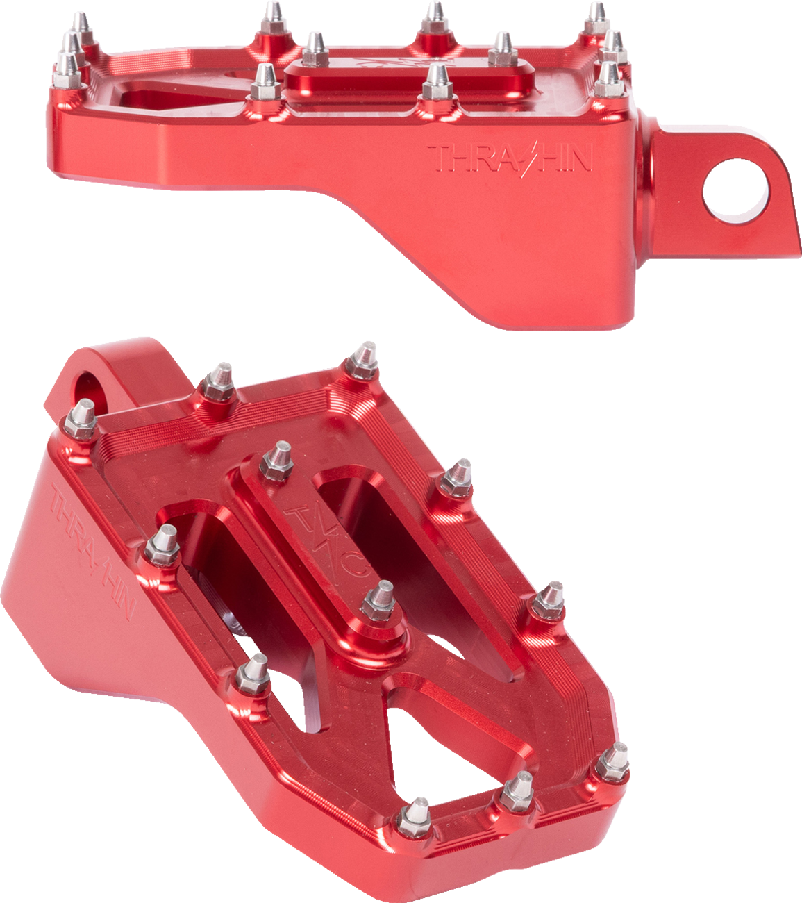 THRASHIN SUPPLY CO. Aggressor Footpegs - Rear- Red TSC-2022-2-D