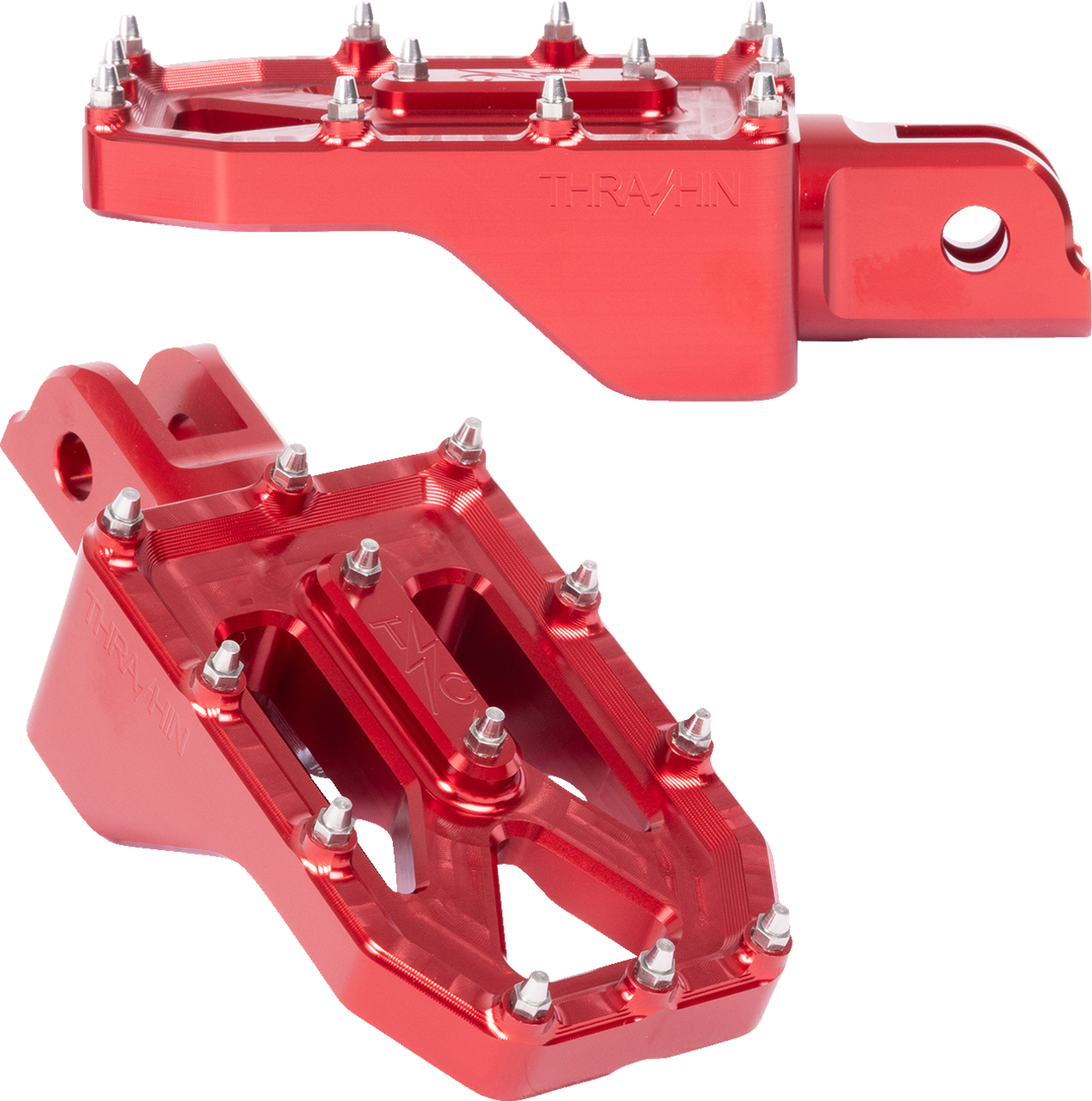 THRASHIN SUPPLY CO. Aggressor Footpegs - Front - Red TSC-2022-2-SF