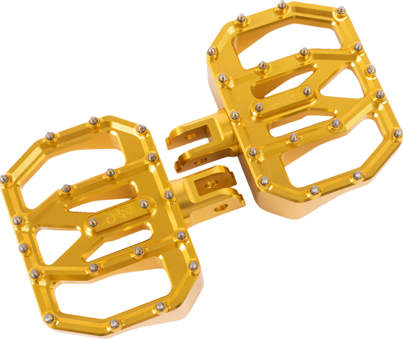 THRASHIN SUPPLY CO. Mini Aggressor Floorboards - Gold - Front TSC-2031-3-SF