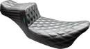 LE PERA Tailwhip Daddy Long Legs Seat - Black - Green Double Diamond Stitch - FLT/FLH '08-'23 LK-587DLDD-GN08