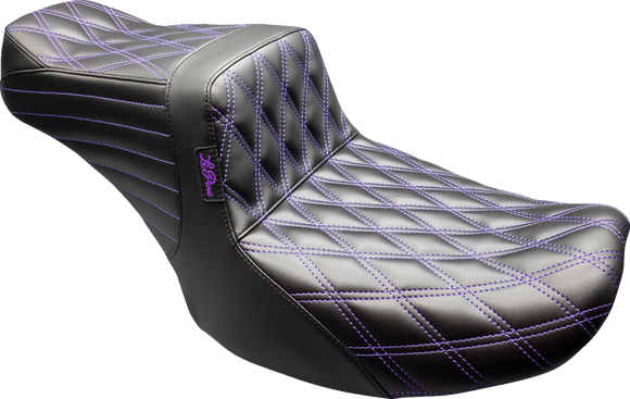 LE PERA Tailwhip Seat - Black - Double Diamond - Purple Stitch - FLT/FLH '24-'25 LV-587DD-P01