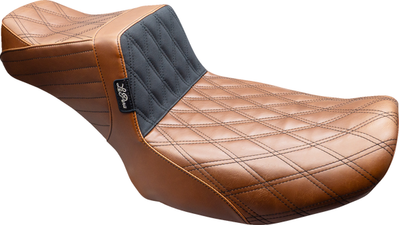 LE PERA Tailwhip Daddy Long Legs Seat - Brown - Black Double Diamond Stitch - FLT/FLH '24-'25 LV-587DLTDV01