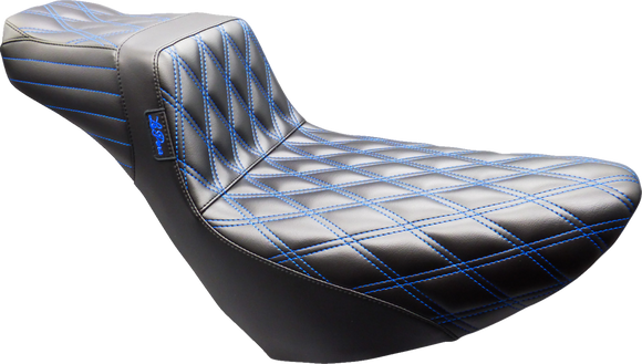 LE PERA Tailwhip Daddy Long Legs Seat - Black - Double Diamond - Blue Stitch - FL/FX '18-'25 LYR-580DLDD-BE01