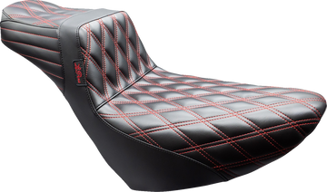 LE PERA Tailwhip Daddy Long Legs Seat - Black - Double Diamond - Red Stitch - FL/FX '18-'25 LYR-580DLDD-R01