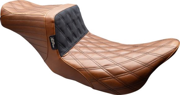 LE PERA Tailwhip Seat - Brown - Double Diamond - Black Stitch - FLT/FLH '08-'23 LK-587TDV01