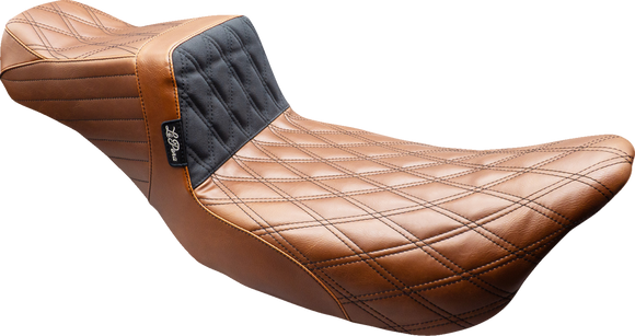 LE PERA Tailwhip Daddy Long Legs Seat - Brown - Black Double Diamond Stitch - FLT/FLH '08-'23 LK-587DLTDV01