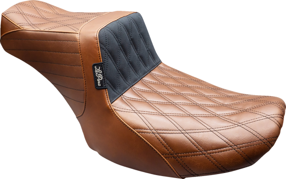 LE PERA Tailwhip Seat - Brown - Double Diamond - Black Stitch - FLT/FLH '24-'25 LV-587TDV01