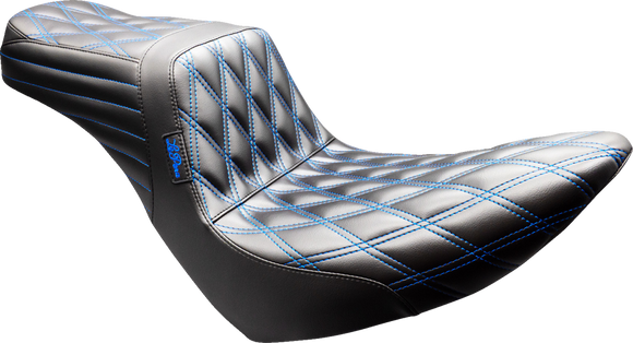 LE PERA Tailwhip Seat - Black - Double Diamond - Blue Stitch - FX/FL '18-'25 LYR-580DD-BE01