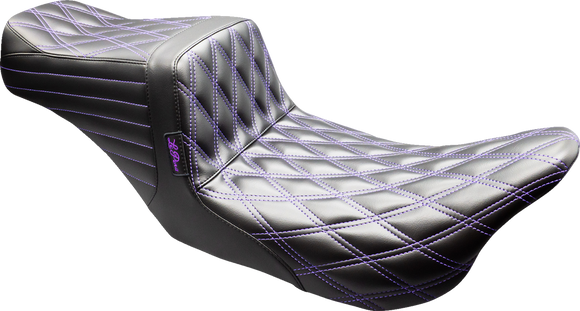 LE PERA Tailwhip Seat - Black - Double Diamond - Purple Stitch - FLT/FLH '08-'23 LK-587DD-P01