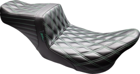 LE PERA Tailwhip Seat - Black - Double Diamond - Green Stitch - FLT/FLH '08-'23 LK-587DD-GN08