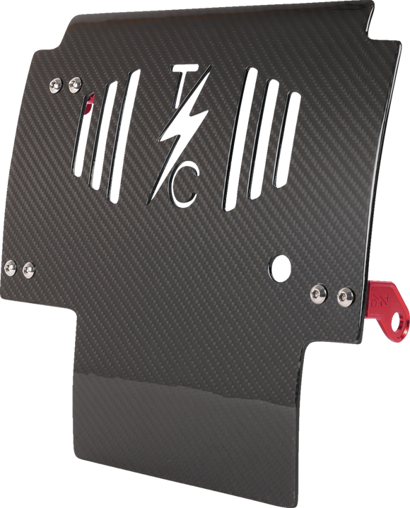 THRASHIN SUPPLY CO. Skid Plate - Carbon Fiber/Gloss - With Red Brackets - FLHX/FLTRX TSC-3034-2