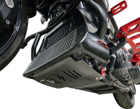 THRASHIN SUPPLY CO. Skid Plate - Carbon Fiber/Gloss - With Red Brackets - FLHX/FLTRX TSC-3034-2