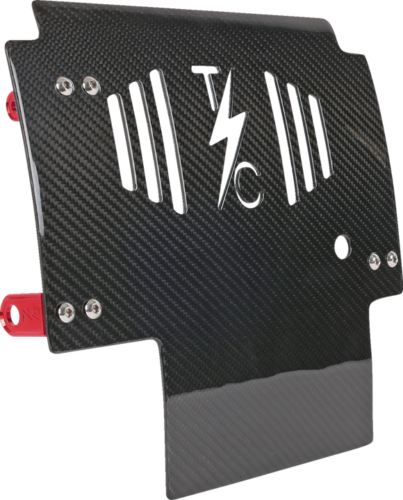THRASHIN SUPPLY CO. Skid Plate - Carbon Fiber/Gloss - With Red Brackets - FLHX/FLTRX TSC-3034-2
