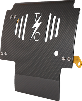 THRASHIN SUPPLY CO. Skid Plate - Carbon Fiber/Gloss - With Gold Brackets - FLHX/FLTRX TSC-3034-5