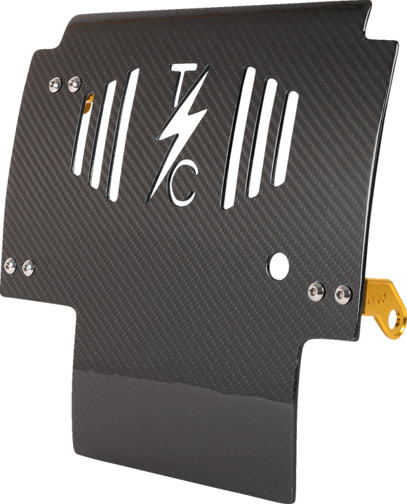 THRASHIN SUPPLY CO. Skid Plate - Carbon Fiber/Gloss - With Gold Brackets - FLHX/FLTRX TSC-3034-5